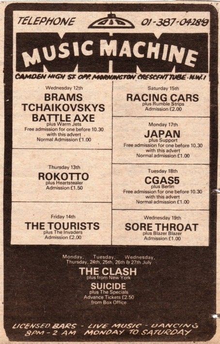 the clash live 1978 the clash music machine british punk