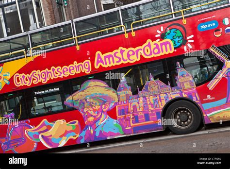 netherlands amsterdam city sightseeing bus stock photo alamy