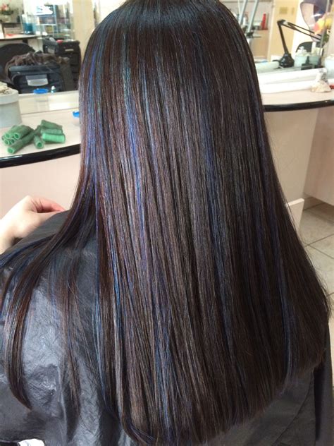 dark brown hair  blue highlights hair ideas   blue hair highlights brown hair