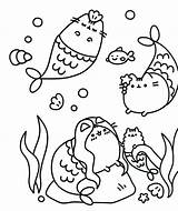 Pusheen Coloring Pages Cat Mermaid Unicorn Book Girls sketch template