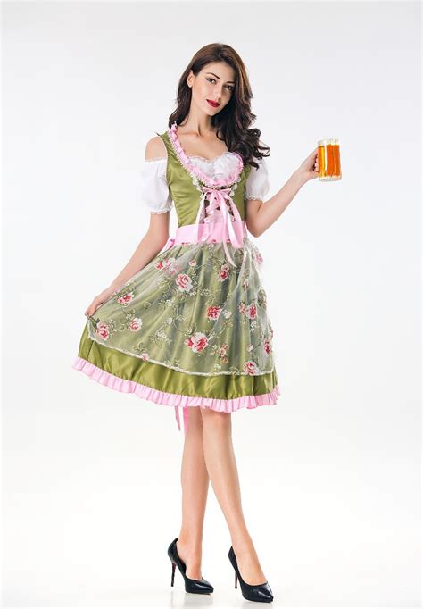 Cheap Hot Womens German Beer Girl Costume Fraulein Dirndl Fancy Dress