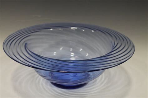 Signed Steuben Art Glass Blue Swirl Center Bowl May 01 2016 Stony