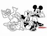 Mickey Friends Disneyclips Coloring Pages Mouse Daisy Minnie Donald sketch template