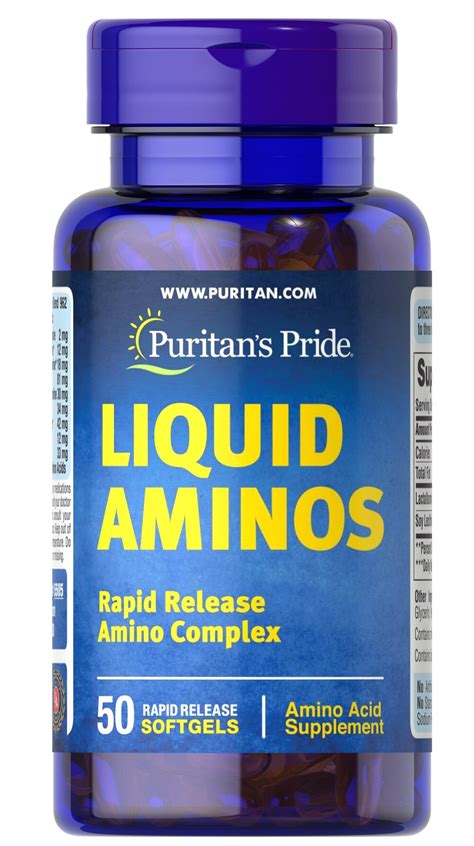 Liquid Aminos 50 Softgels Amino Acid Supplements Products Puritans
