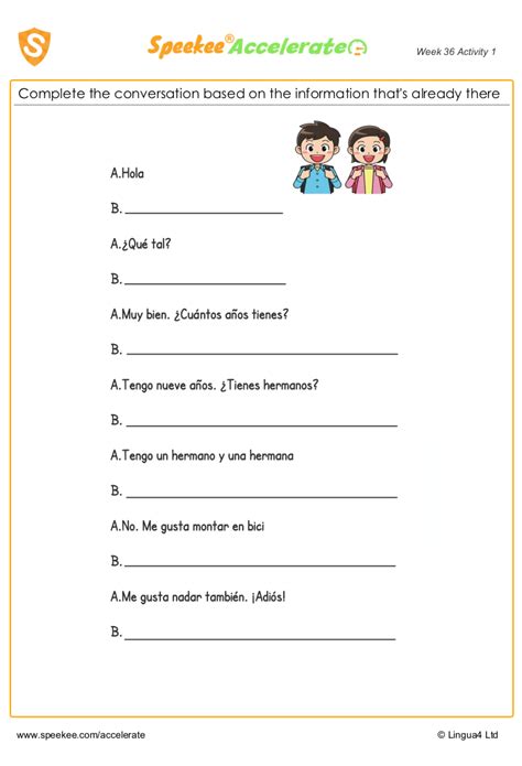 Spanish Dialogue Practice Worksheets Armes