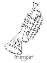 Coloring Pages Trumpet Brass Instruments Musical Music sketch template