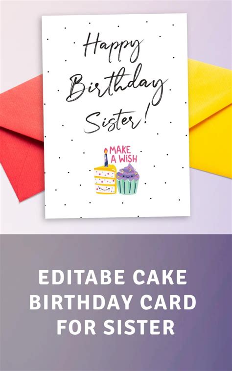 Birthday Cards Sister Card Design Template Free Printable Birthday