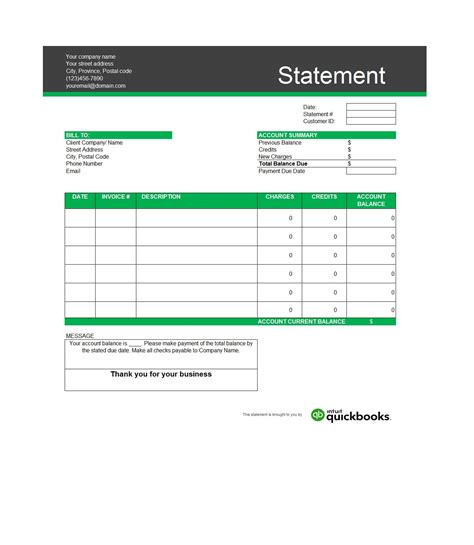 account statement templates  templatearchive