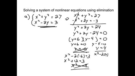 solving systems   linear equations  elimination youtube