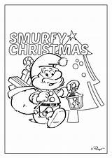 Coloring Christmas Smurf Pages Template sketch template