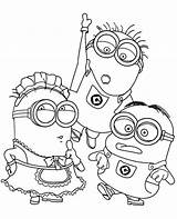 Minions Colouring Coloring Trio Minion Pages Topcoloringpages Girl Medium sketch template