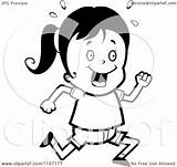 Running Happy Girl Clipart Cartoon Outlined Coloring Vector Thoman Cory Royalty sketch template