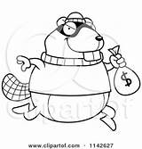 Bank Clipart Beaver Robbing Coloring Cartoon Cory Thoman Vector Outlined Stealing Royalty Money 2021 sketch template