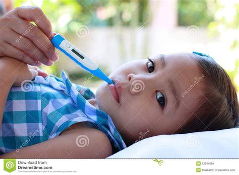 cute girl with a fever royalty free stock images image 12234669