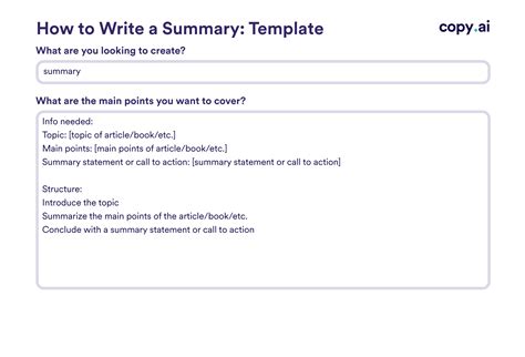 summary templates   write examples