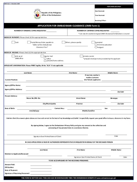 ombudsman clearance form fill  printable fillable blank