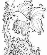 Fish Coloring Pages Adults Adult Animals Colouring Sea Printable Under Ocean Kids Getdrawings Getcolorings Comments Print sketch template