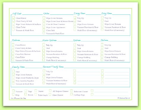 home keeping checklist printable scattered squirrel
