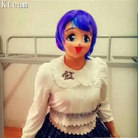 latex female sweet girl half face kigurumi mask with bjd eyes cartoon