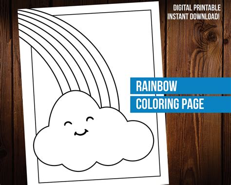 rainbow coloring page printable etsy