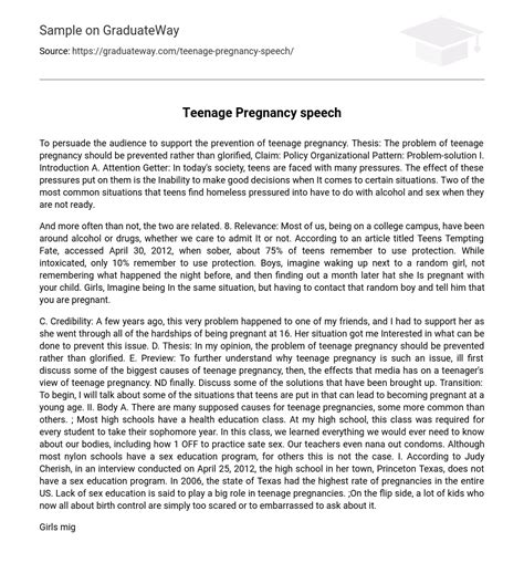 ⇉teenage pregnancy speech argumentative essay essay example graduateway