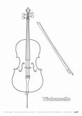 Instrumente Ausmalen Cello Musikinstrumente Musikinstrument Gezeichnete Zeichnen Unterrichtsmaterial Fach Grundschule sketch template
