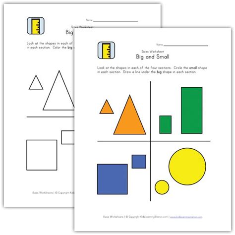 learn sizes big and small worksheets childrens worksheets fun
