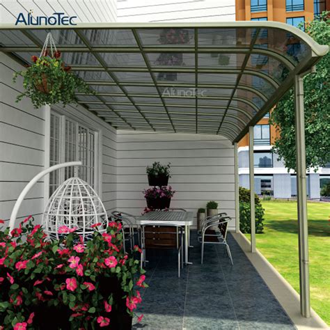 aluminum waterproof patio awning polycarbonate terrace roof gutter  curved canopy buy