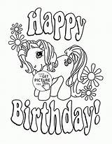 Birthday Coloring Pages Happy Kids Unicorn Pony Cards Little Print sketch template