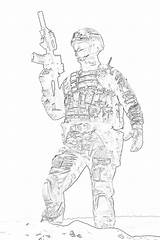 Coloring Military Grayscale sketch template