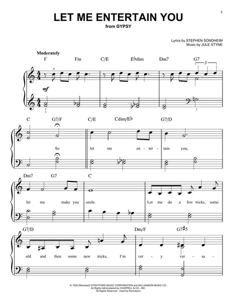 Let Me Entertain You Sheet Music By Stephen Sondheim Easy