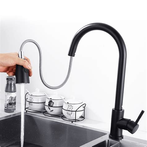 kitchen mixer taps pull   rotate spout spray sink basin faucet brass alexnldcom