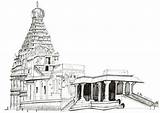 Temple Architecture Kovil Periya Outline Drawing Sketch Pencil Drawings sketch template