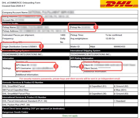 dhl global mail  onboarding requirements information techship support