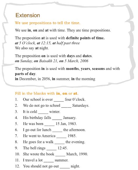 preposition worksheets  grade   answers shotwerk