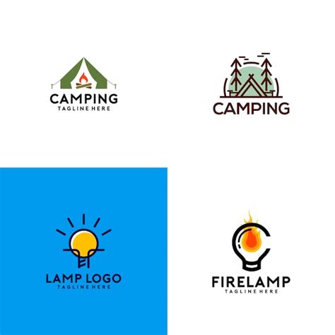 camp logo collection vector premium