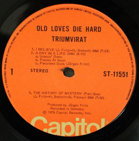 Triumvirat Old Loves Die Hard Lp Used Canada 1976 Nm Vg