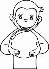 George Monkey Coloring Balloon Playing Wecoloringpage sketch template