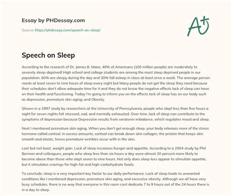 Speech On Sleep 400 Words