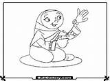 Muslim Coloring Kids Sheet Ana Girls Muslimah Cartoon Pages Template sketch template