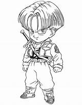 Coloring Dragon Ball Kids Kid Trunks Pages Few Details sketch template