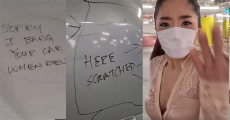 driver uses marker to scribble apology point out scratches after