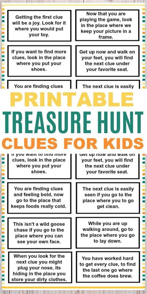 printable treasure hunt riddles  kids riddles time