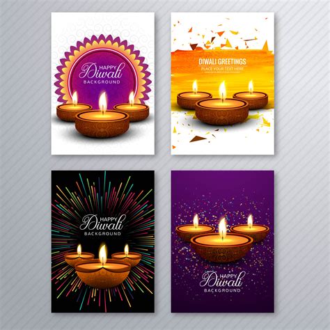 beautiful diwali greeting card template brochure set design