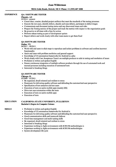 qa software tester resume samples resume resume templates resume guide