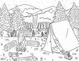 Campsite Forest Printable sketch template