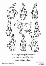 Colouring Milking Maids Eight Pages Christmas Become Member Log Village Activity Explore sketch template