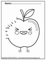 Dot Apple Coloring Pages Preschool Printable Food Kids sketch template