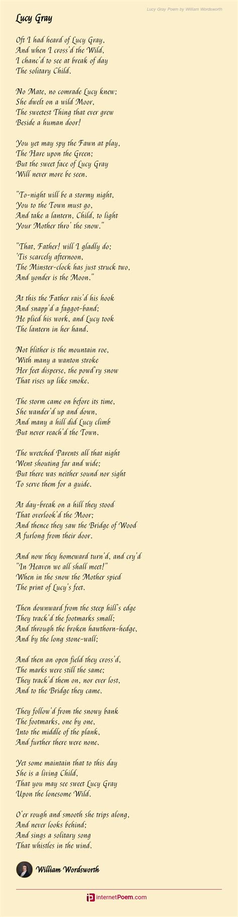 lucy gray poem  william wordsworth