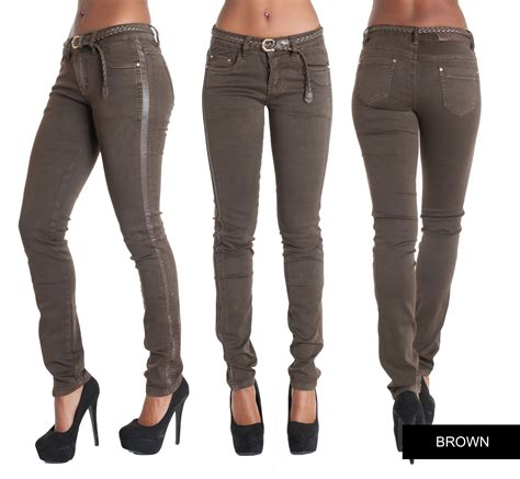 womens skinny low waist cargo skinny stretch trousers jeans size 6 8 10